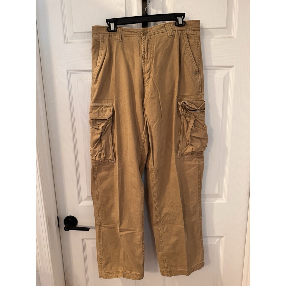 Faded Glory Cargo Tan Pants Khaki Men's 34x32 Distressed Skater Grunge